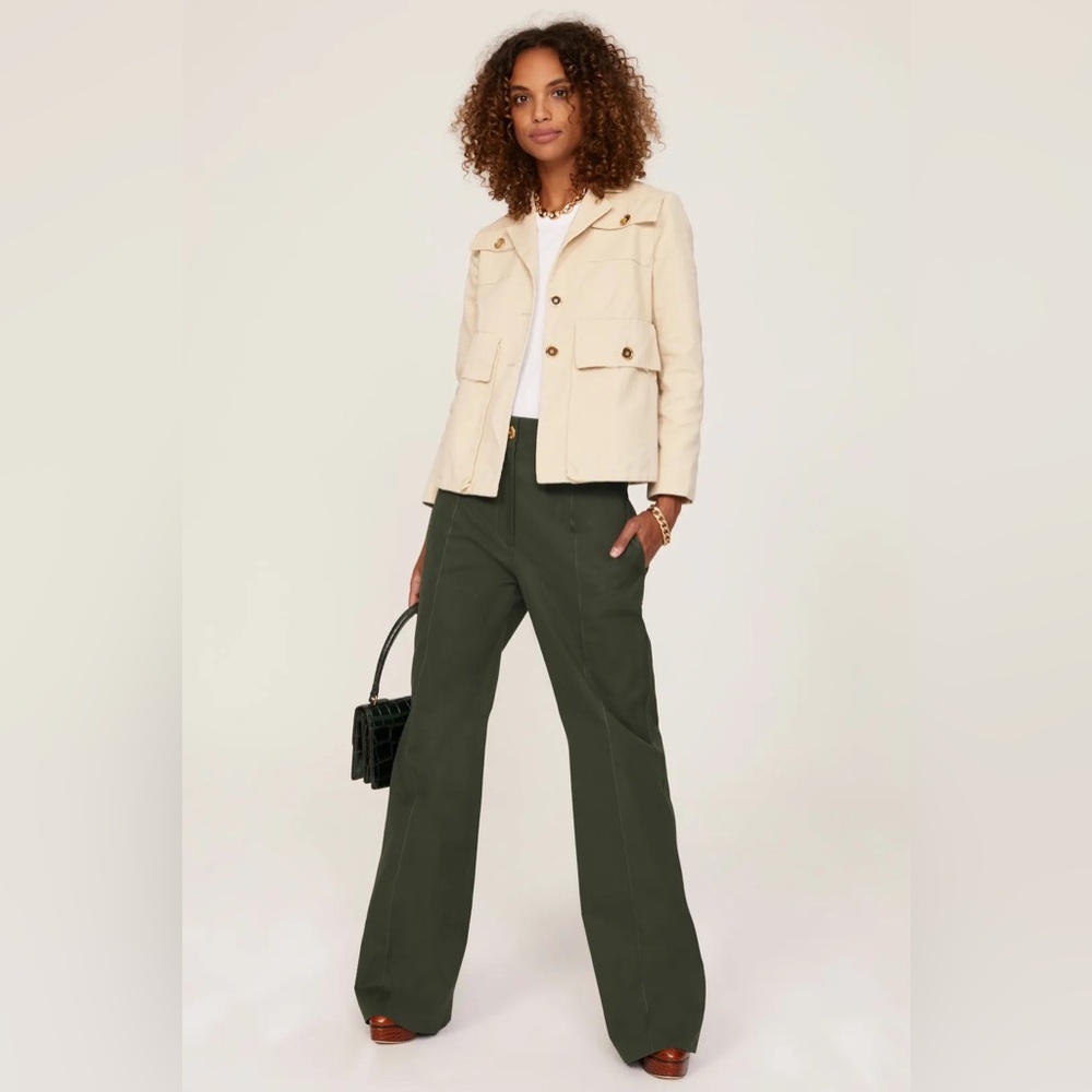 Patou green organic cotton flared pants